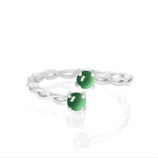Certified S925 Sterling Silver Natural Green Burma A Jade jadeite Fashion Ring