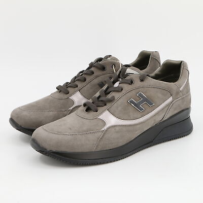 Details about   HOGAN women shoes pale grey suede H365 sneaker contrasting exposed stitchings 