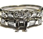 14k white gold semi mount setting diamond engagement ring wedding band 5.4g set — photo 2