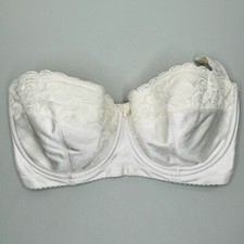 Vintage Lilyette Strapless Bra 36DD White Satin Lightly Lined Underwire 0407