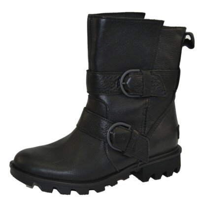 Sorel Phoenix Moto Damen Leder Boots Stiefel Stiefeletten Waterproof Schuhe Schw