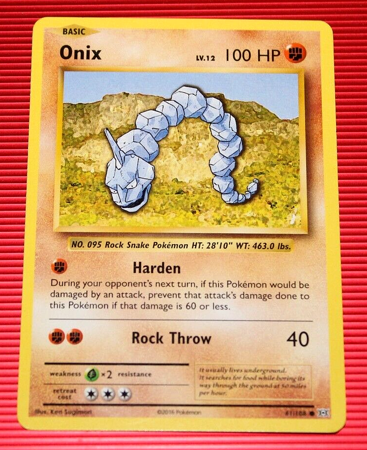 Onix LV.12 100 HP 2016 Collectible Pokemon Trading Card No. 61/108