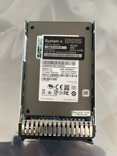 Lenovo IBM 800GB, 2.5”, SATA SSD, PN:00AJ410, FRU:00AJ411 for System X - Picture 1 of 2