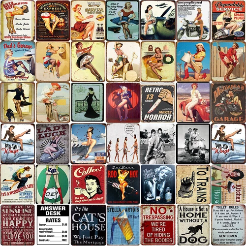 Retro Metal Tin Sign Vintage Plaque Girl Classic Poster Bar Club Customization