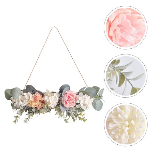 Wood Wall Hanging Flowers Eucalyptus Garland Wreath Wall Mounted