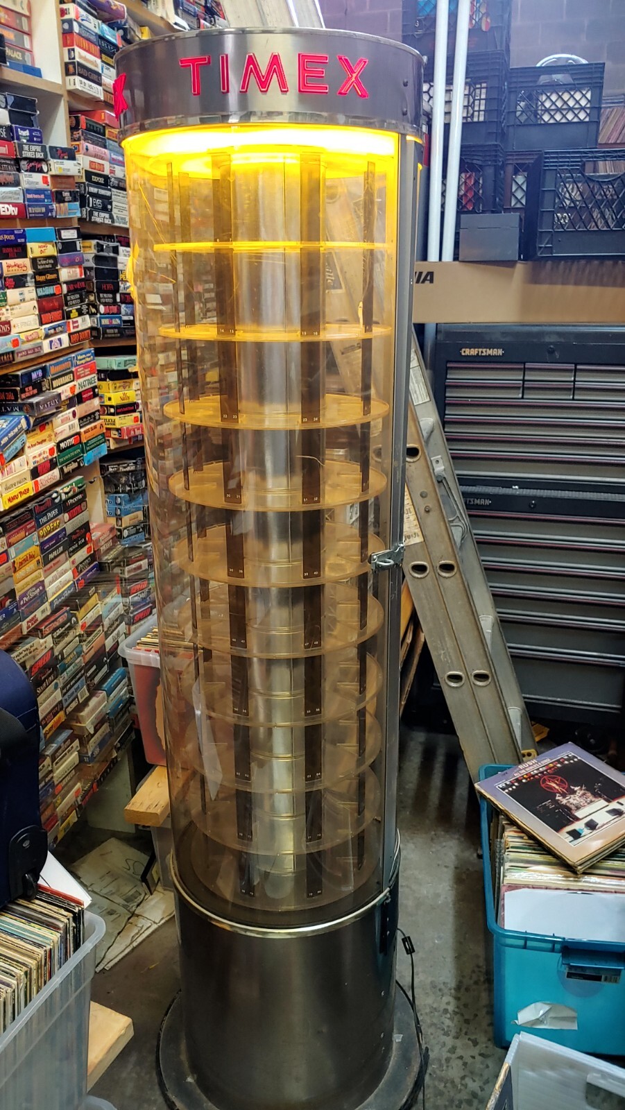 TIMEX REVOLVING WATCH DISPLAY Floor Standing * Lighted * 10 Shelves * w