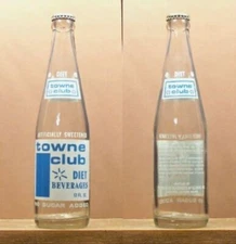 Towne Club Diet Vintage ACL 12 oz Soda Pop Bottle Lansing 60438 Illinois 531 1+