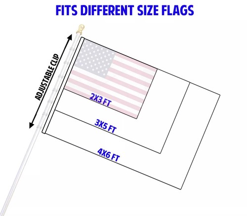 6ft White Black Silver Spinning Tangle Free Flag Poles for Flags - Picture 5 of 10
