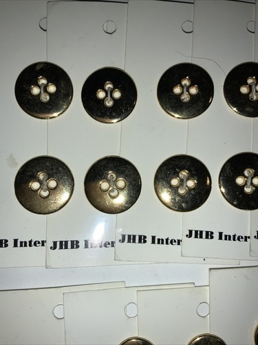 25 JHB Metal Button Lot Gold Metal Round 4 Hole 3/4 5/8 - 第 2/5 張圖片
