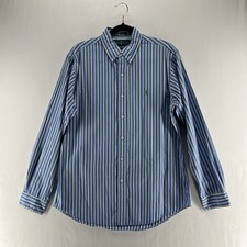 Polo Ralph Lauren Striped Button Down Shirt Mens M Custom Fit Long Sleeve Blue