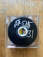 Antti Raanta Autographed Chicago Blackhawks Large Logo Puck With PSA/DNA COA