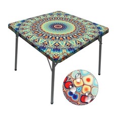 Square Tablecloth with Elastic Waterproof Outdoor Card 34" x 34" Square Teal