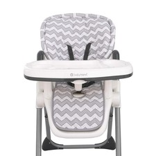 Soft Gray and White Chevron High Chair Pad Easy to Install Replacement Cushion