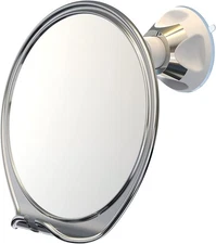Luxo Shower Mirror, Shaving Mirror with a Razor Holder 7.1"L x 6.9"W, Chrome 