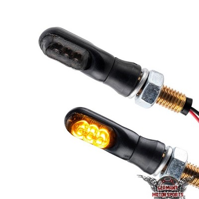 LED Mini Micro Blinker Schwarz Smoke getönt Motorrad Roller Quad ATV E-geprüft