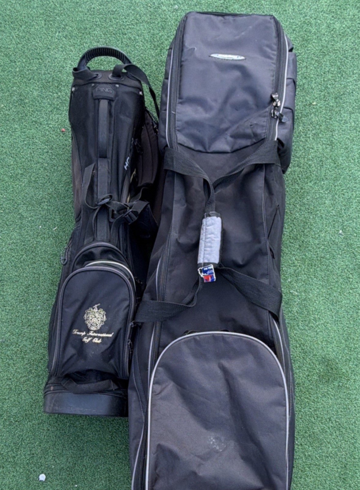 Boy Black Golf Travel Bag Wheels Shoulder Strap Carry Handle