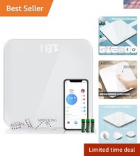 Bluetooth Body Weight Scale - High Accuracy LCD Display, 400lb Capacity, White