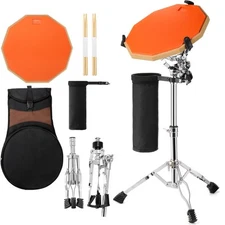 Drum Stand with Practice Pad Set - 12" Double Side Silent Drum Pad with Drums...