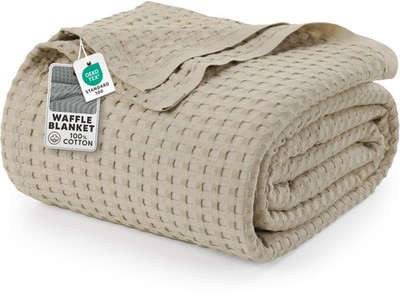 Soft 100% Cotton Waffle Weave King Blanket - Lightweight, Breathable Summer