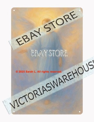 White angel glow tin sign heavenly wall decor