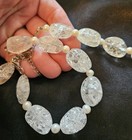 Vintage Necklace Clear Cracked Natural Crystal Quartz W Pearl 18-19” & Bracelet  — photo 8