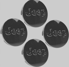 Four 2007-2019 Jeep Black Center Caps 2.5 63mm 17 18 20 Wheels Gloss Black