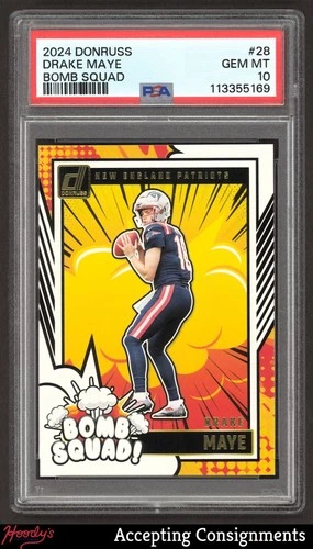 2024 Donruss Bomb Squad #28 Drake Maye RC ROOKIE PATRIOTS PSA 10 GEM