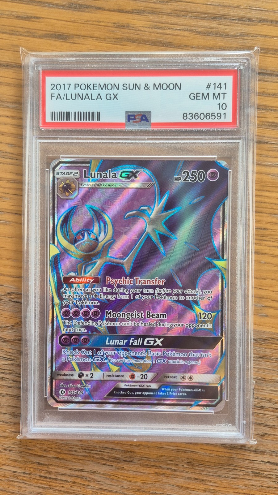 Pokemon Sun & Moon Base Set SM Lunala GX 141/149 Full Art Ultra Rare Holo PSA 10