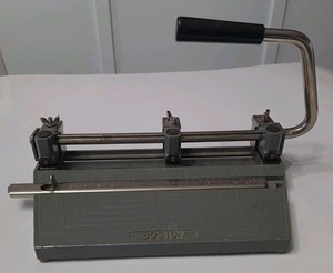 Boston Heavy Duty Adjustable 3 Hole Paper Punch Metal Industrial Vintage