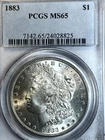 1883 P MORGAN DOLLAR PCGS PRISTINE GEM MS 65 JUST OUTSTANDING EYE APPEAL