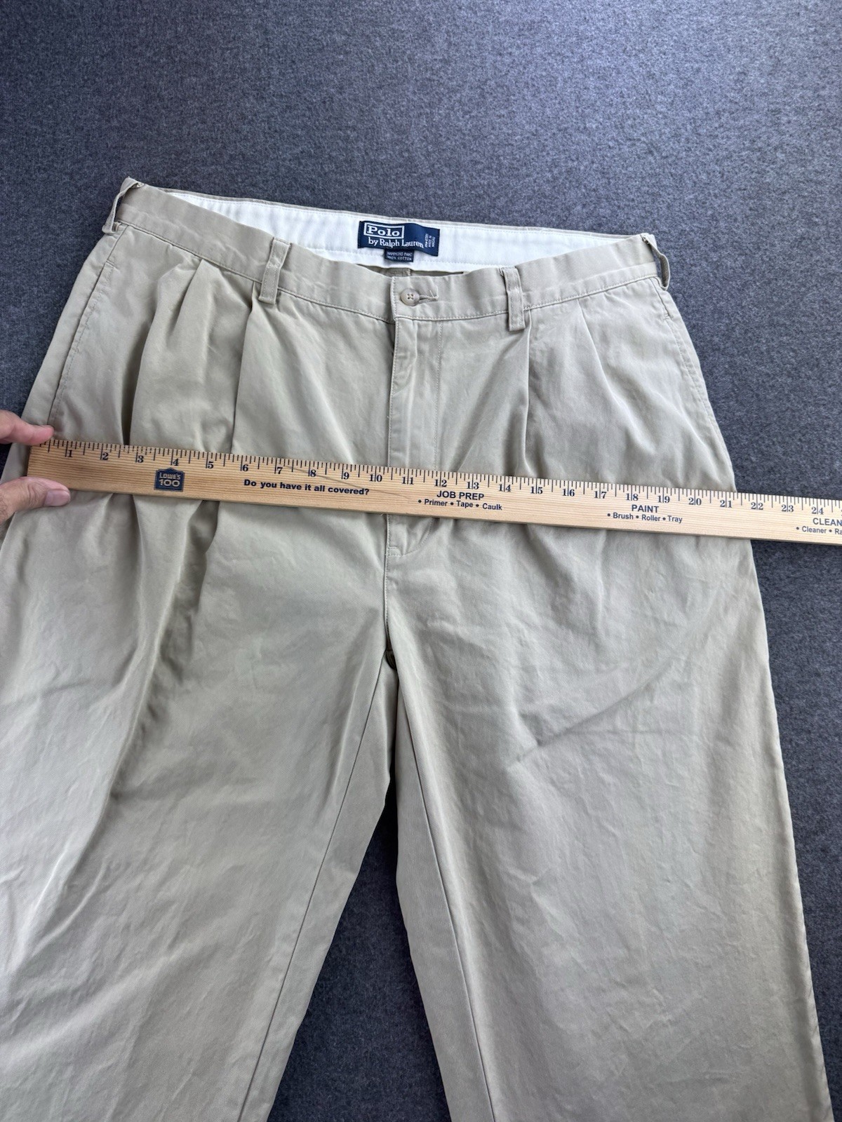 Polo Ralph Lauren Hammond Pants Mens Tag Sz 36X32 (34x32) Khaki Pleated Cuffed thumbnail 6