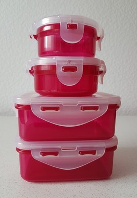 4 Lock Lock Dosen 100ml, 140ml, 350ml,  Beere, Frischhaltedosen