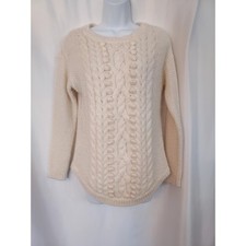 Talbots Cream Chunky Knit Wool Blend Sweater Size PS