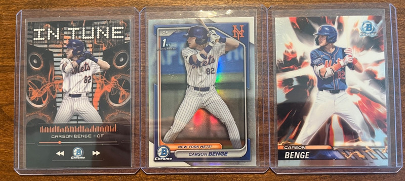 Carson Benge 2024 1st Bowman Draft Chrome Refractors (Lot of 3)