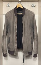 AllSaints Tristan cowhide leather bomber jacket men's size S - taupe gray patina