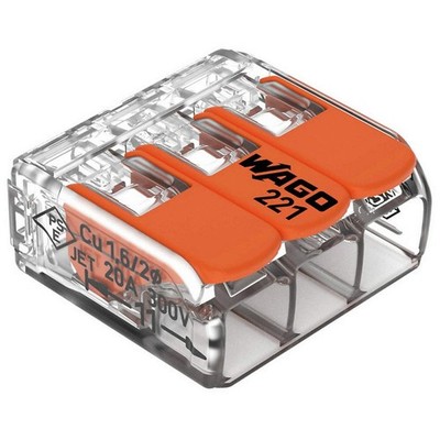 WAGO 221-413 Push-In Connector,Orange,0.73'',600V 798HN3