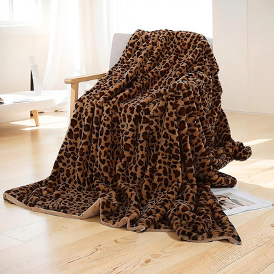 Luxurious Leopard Print Throw Blanket - Soft Faux Fur, 60''x80