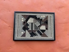 Vintage Mid Century Modern Fiber Fabric Crewel Wall Art Ilse Claeson Roempke mcm