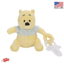 Disney Winnie The Pooh Yellow and Aqua Plush Buddy Pacifier Holder