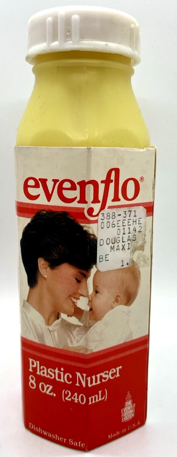 Evenflo Plastic Nurser baby bottle 8oz 240ml Yellow VTG Vintage 1989