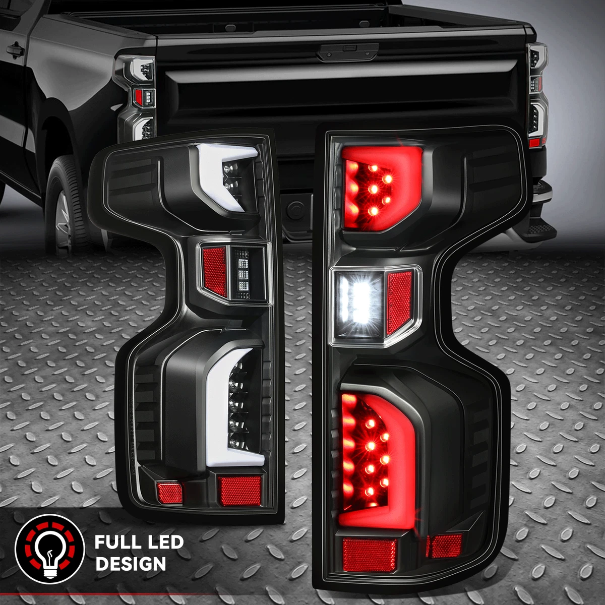 Tercera Luz De Freno LED Con Barra Para Chevy Silverado GMC Sierra 2007-2014, Lente Roja Y Carcasa Cromada