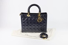 Sac Lady Dior Large Cannage bleu marine Doré