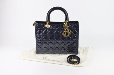Lady Dior Tasche Large Cannage Navy Gold
