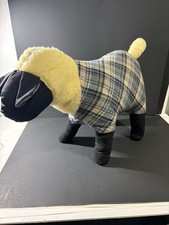 Cream  Black Plush Stuffed Sheep Lamb with Plaid Sweater Blanket Standing
