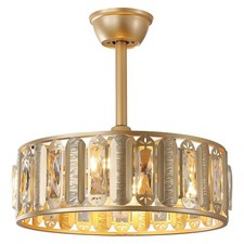 Crystal Ceiling Fan Fandelier with Light,Modern Cage Chandelier Ceiling Fan