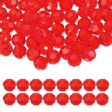 10mm Round Crystal Beads, 100 Pcs Glass Faceted Ball Bead, Orange