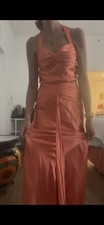 Mandarin Halter Floor Length Gown with Ruched Bodice and Train