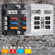 6-Way Car Marine Waterproof Fuse Box Block Holder with LED Indicator For 12V/24V