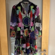 Desigual Damen Kleid M Midi Langarm V-Ausschn...