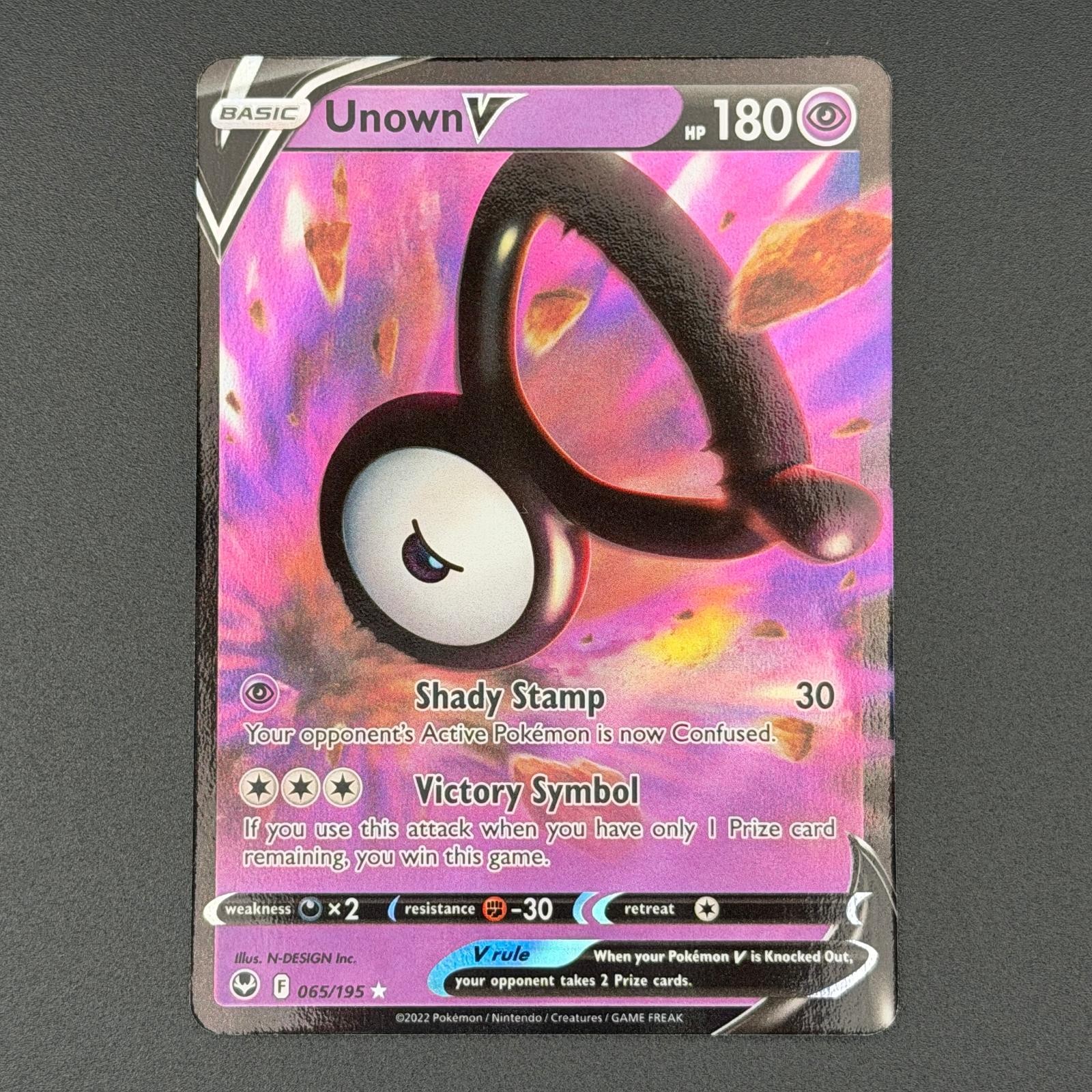 Unown V 065/195 Holo V Rare Silver Tempest Pokemon NM